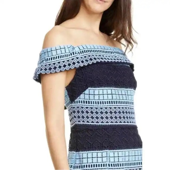 Ted Baker Candaca Blue Off Shoulder Lace Dress - Picture 4 of 7